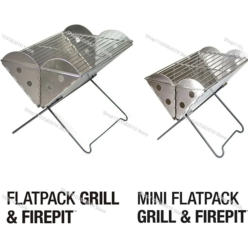 Outdoor Camping Cooking Set - Stabiler Outdoor-Camping Flach-Rucksack Tragbarer Edelstahl-Grill und