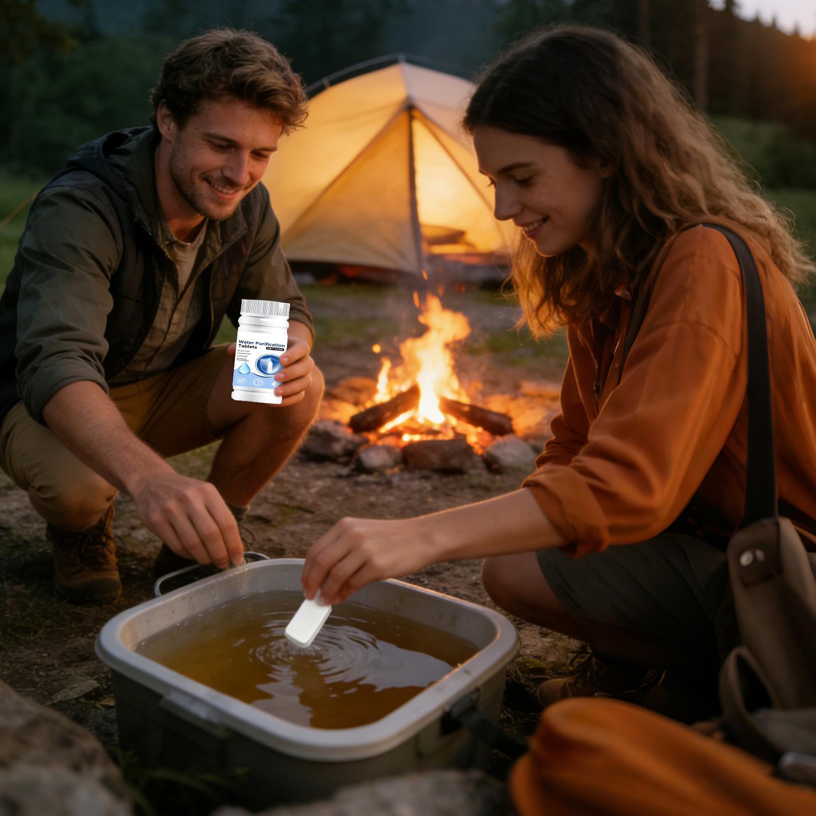 Outdoor Camping Water Filter - Trinkwasser-Reinigungstabletten, geruchlos, tragbar, effektiv, schnell auflösend,