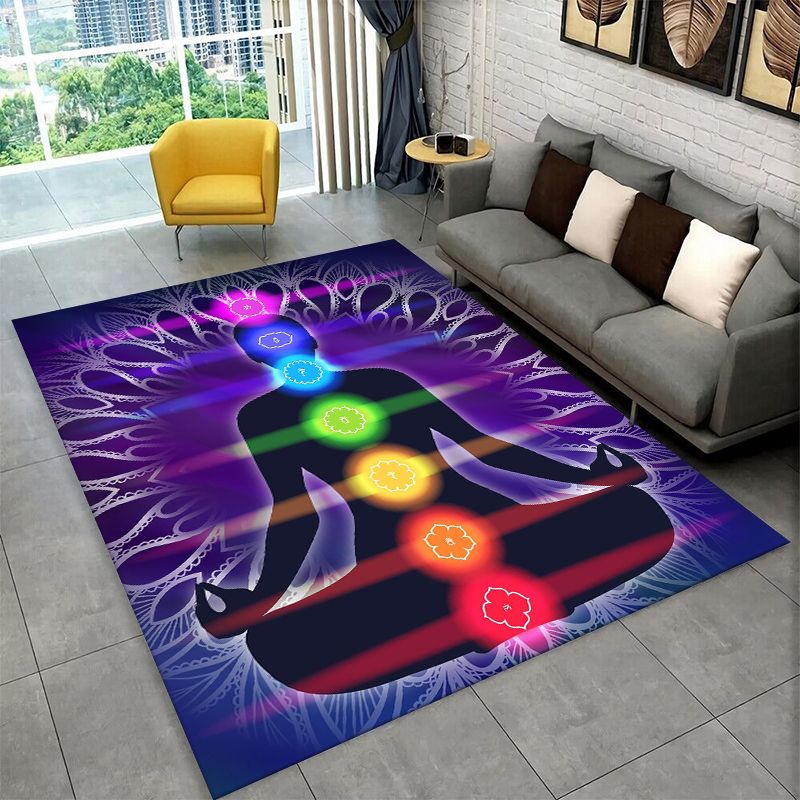 Outdoor Camping Mats Large - Regenbogen-Chakra Yoga Mandala Meditations-Teppich, Rutschfester Langlebiger