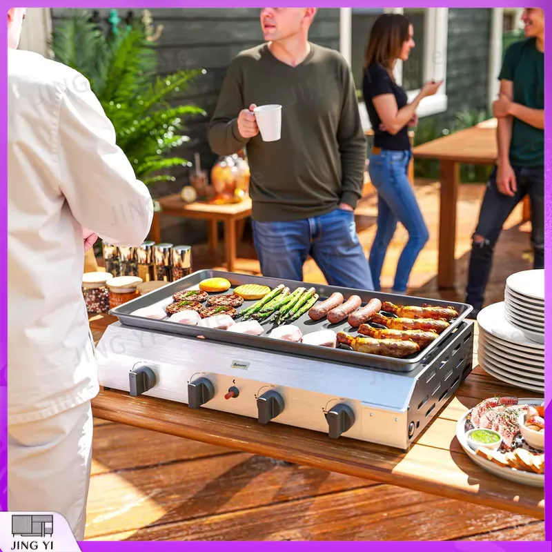 Outdoor Camping Griddle - Gasgrill BBQ-Grill mit Antihaft-Grillplatte Tragbarer Camping-Grill