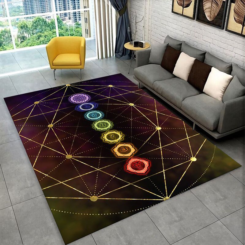 Outdoor Camping Mats Large - Regenbogen-Chakra Yoga Mandala Meditations-Teppich, Rutschfester Langlebiger
