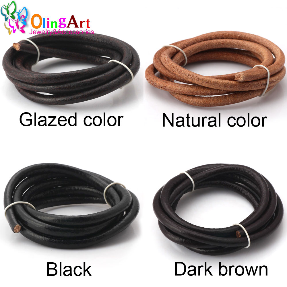Paracord Bracelet - Olingart Durchmesser 1,5/2/3/4/5/6 mm Schwarz/Natur/Braun/Glasur Leder