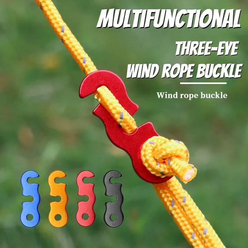 Outdoor Camping Extension Cord - Dreifach-Augen-S-förmiger Zeltwindseil-Spanner aus Aluminium, verstellbarer Seilstopper