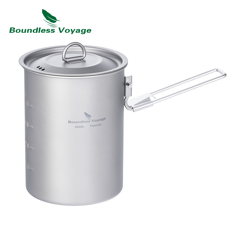 Outdoor Camping Dining Set - Boundless Voyage 900 ml Titan-Topfbecher, Camping-Kochgeschirr,