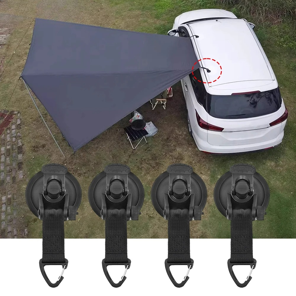 Outdoor Camping Van Tent - 2/4 Stück Auto-Zelt-Saugnapf-Schnallen, Seitenmarkisen-Anker, Outdoor-Camping-Wohnmobil-Zubehör, Sicherheitshaken