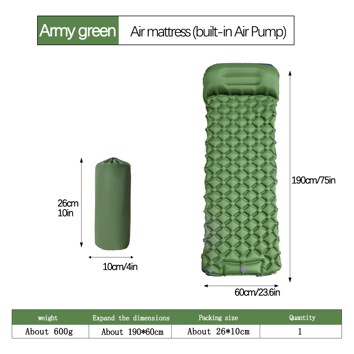 190*60cm Outdoor Camping Aufbl – Outdoor Camping Bewertung und Preis