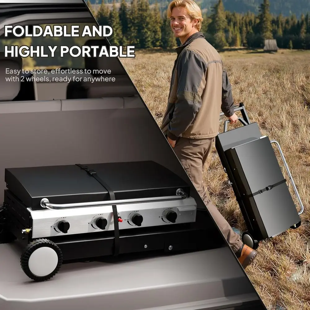 Tragbarer 4-Brenner Propan-Gri – Outdoor Camping Griddle Bewertung und Preis